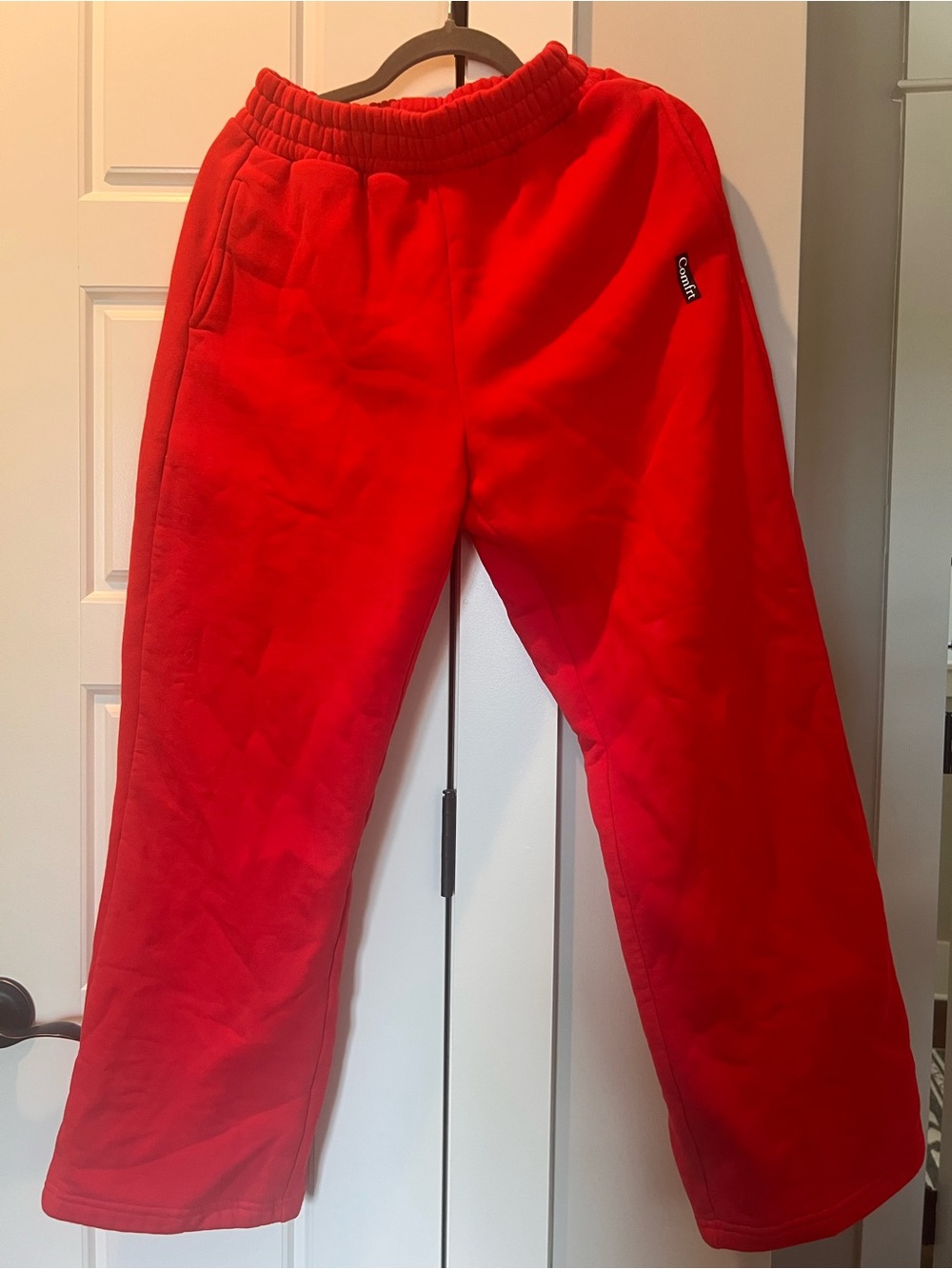 Casual Red Track Pants with Elastic Waist